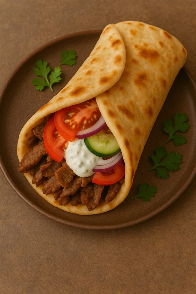 Lamb & Beef Gyro Naan Wrap (H)